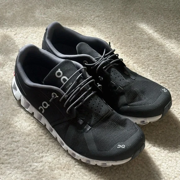 On Running Women's Black and White Cloud Sneakers - Picture 1 of 8